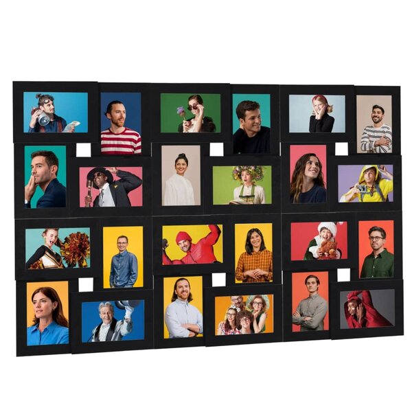 vidaXL Collage de cadres photo pour photo de 24x(10x15 cm) Noir MDF