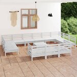 vidaXL Salon de jardin 14 Pièces Blanc Bois de pin massif
