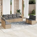 vidaXL Salon de jardin avec coussins 9 Pièces beige résine tressée