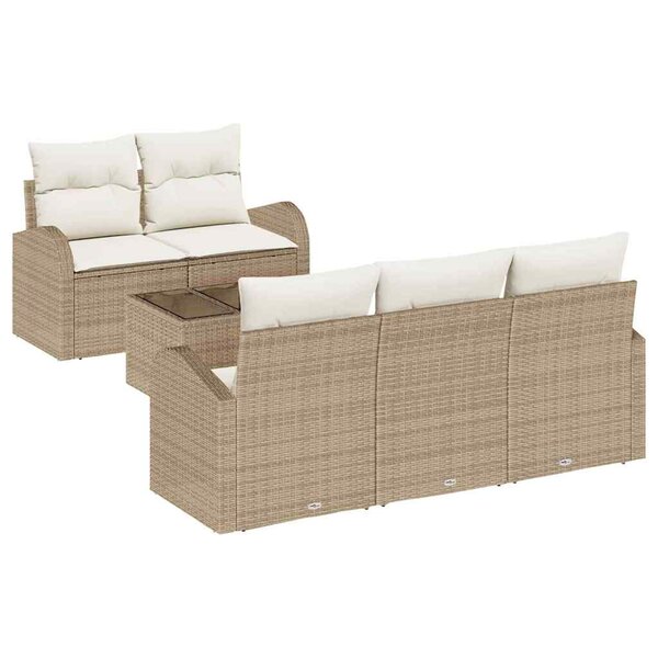vidaXL Ensemble de canapé de jardin 6 Pièces Beige  Crème 55 x 55 x 37 cm
