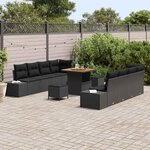 vidaXL Ensemble de canapé de jardin avec coussin 11 Pièces Noir