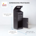 Boîte à colis Extra-Large Noir 1 porte Couvercle incliné Acier galvanisé SMART PARCEL BOX™