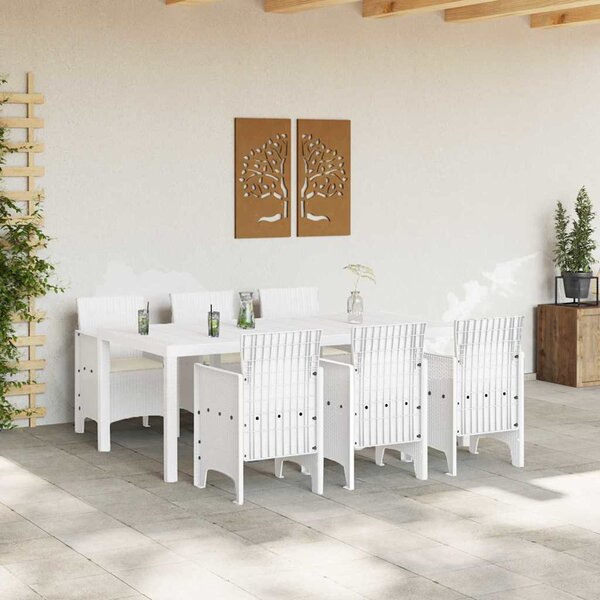 vidaXL Ensemble de salle à manger pour jardin 7 Pièces Blanc