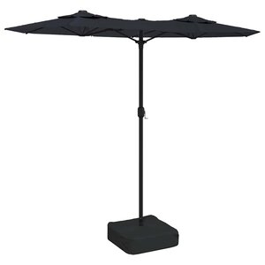 vidaXL Parasol de jardin à double tête avec LED noir 316x145 cm