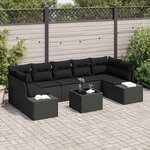 vidaXL Ensemble de canapé de jardin 8 Pièces Noir Poly rotin