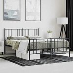 vidaXL Cadre de lit métal sans matelas avec pied de lit noir 120x190cm