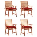 vidaXL Chaises à manger d'extérieur lot de 4 et coussins Acacia massif
