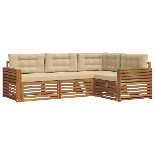 vidaXL Ensemble de canapés d'extérieur 4 Pièces Naturel et Beige
