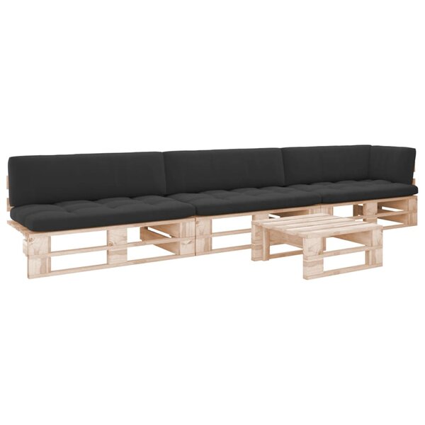 vidaXL Salon de jardin palette 4Pièces avec coussins bois de pin imprégné