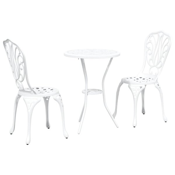 vidaXL Ensemble bistro de jardin 3 Pièces Blanc Aluminium