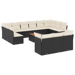 vidaXL Salon de jardin avec coussins 14 Pièces noir résine tressée