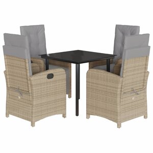 vidaXL Ensemble à manger de jardin avec coussins 5Pièces Beige poly rotin