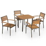 vidaXL Ensemble à manger d'extérieur 5Pièces Bois acacia solide et acier