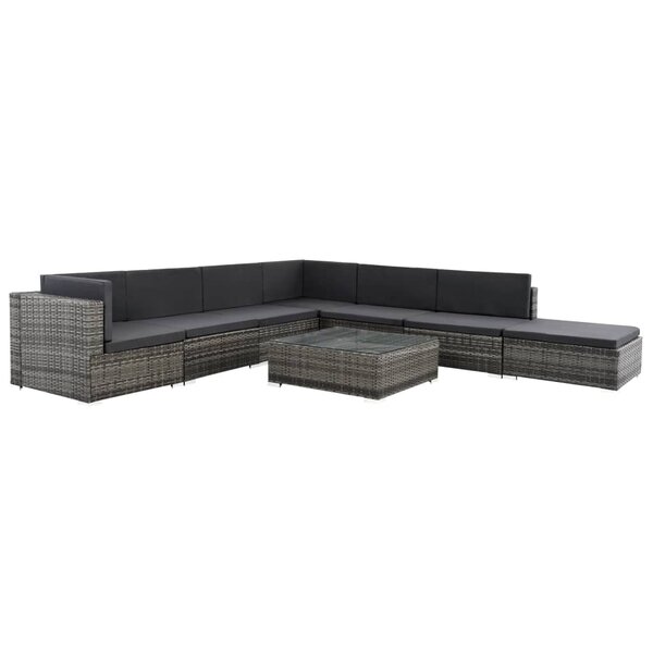 vidaXL Salon de jardin 8 Pièces avec coussins Résine tressée Gris