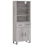 vidaXL Buffet haut Sonoma gris 69 5x34x180 cm Bois d'ingénierie