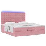 vidaXL Cadre de lit ottoman avec matelas rose 200x200 cm velours