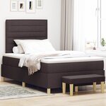 vidaXL Lit ressort avec matelas et banc marron foncé 120x200 cm tissu