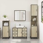 vidaXL Ensemble de meubles de salle de bain 3 Pièces chêne sonoma