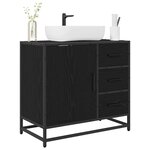 vidaXL Cabinet de salle de bain avec tiroir Chêne noir 65 x 33 x 60 cm