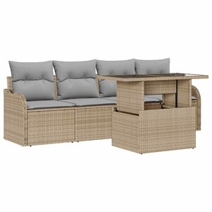 vidaXL Ensemble de canapé de jardin 5 pc Beige Poly rotin