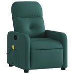 vidaXL Fauteuil inclinable de massage vert foncé tissu