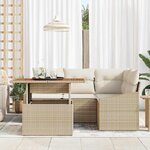 vidaXL Ensemble de canapé de jardin 5 Pièces Beige Poly rotin