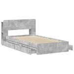 vidaXL Cadre de lit avec rangement avec tiroir Gris béton 90 x 190 cm