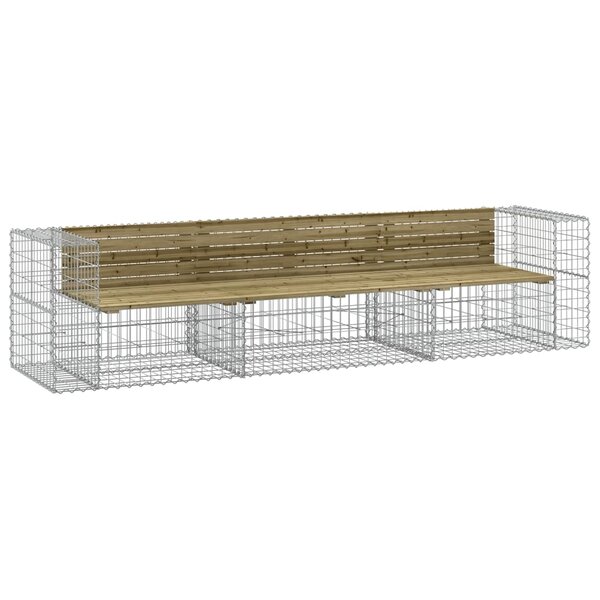 vidaXL Banc de jardin design gabion 287x71x65 5cm bois de pin imprégné