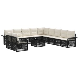 vidaXL Ensemble de canapé de jardin 12 Pièces Noir polyrotin
