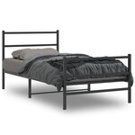 vidaXL Cadre de lit métal avec tête de lit/pied de lit noir 107x203 cm