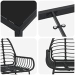 vidaXL Ensemble de salle à manger pour jardin 3 Pièces Noir polyrotin