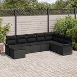 vidaXL Ensemble de canapé de jardin avec coussin 8 Pièces Noir Poly rotin