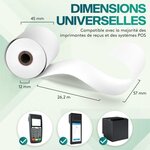 ACROPAQ 20 Rouleaux de Caisse 57x 45x8mm- Thermique 26 2 m- Terminaux de paiement- 20 Bobines TPE- Sans BPA- Dimension Universelle
