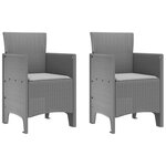 vidaXL Chaise de jardin 2 Pièces Gris clair 53 x 49 x 85 cm PP