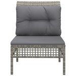 vidaXL Canapé central de jardin avec coussin Gris Résine tressée