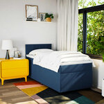 vidaXL Sommier à lattes de lit avec matelas Bleu 100x200 cm Tissu
