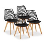 Lot de 4 chaises salon salle à manger restaurants  les cafés  les bureaux et les salles d'attente 150 kg max noir 14_0006012