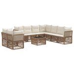 vidaXL Ensemble de canapé de jardin 10 Pièces Beige polyrotin