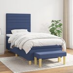 vidaXL Sommier à lattes de lit avec matelas Bleu 90x200 cm Tissu