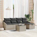 vidaXL Ensemble de canapé de jardin 6 Pièces Gris clair Poly rotin