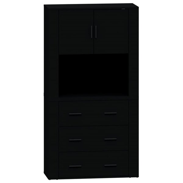 vidaXL Buffet haut Noir Bois d'ingénierie