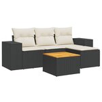 vidaXL Salon de jardin 5 Pièces avec coussins noir résine tressée