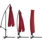 Tectake Parasol 350 cm avec housse de protection - rouge