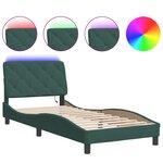 vidaXL Cadre de lit avec lumières LED vert foncé 90x200 cm velours
