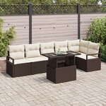 vidaXL Ensemble de canapé de jardin 7 Pièces Marron Poly rotin