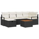 vidaXL Ensemble de canapé de jardin avec coussin 7 Pièces Noir Poly rotin