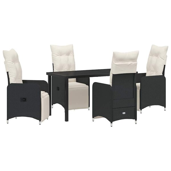 vidaXL Ensemble de salle à manger pour jardin 5 Pièces Noir Poly rotin