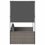 vidaXL Chaise longue double avec toit et rideaux gris résine tressée