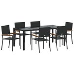 vidaXL Ensemble de salle à manger pour jardin 7 Pièces Noir polyrotin