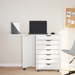 vidaXL Armoire roulante avec bureau MOSS blanc bois de pin solide